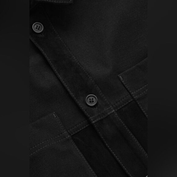 COS Relaxed Suede-Cotton Overshirt in black - Picture 9 of 15